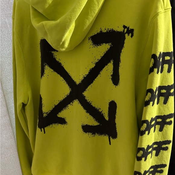 Off-White Men's Lime Green Graphic Hoodie - Picture 1 of 6